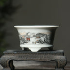 2025 Yixing Purple Sand Flowerpot Ceramic Hand-Made Landscape Bonsai Pot Chinese Style Classical Flower Pot Home Decor 1PCS