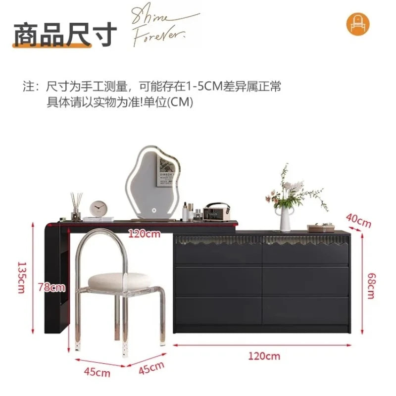 Dressers Makeup Vanities Drawer Set Mirror Lamp Black Computers Desk Dressing Table Holder Tricks Girls Luxury Home Furniture