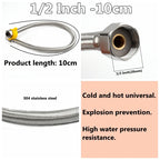 1 PC 1/2, 3/4 Inch 304 Stainless Steel Braided Hose Cold Hot Water Pipe Toilet Faucet Connection Pipe Garden Water Connection