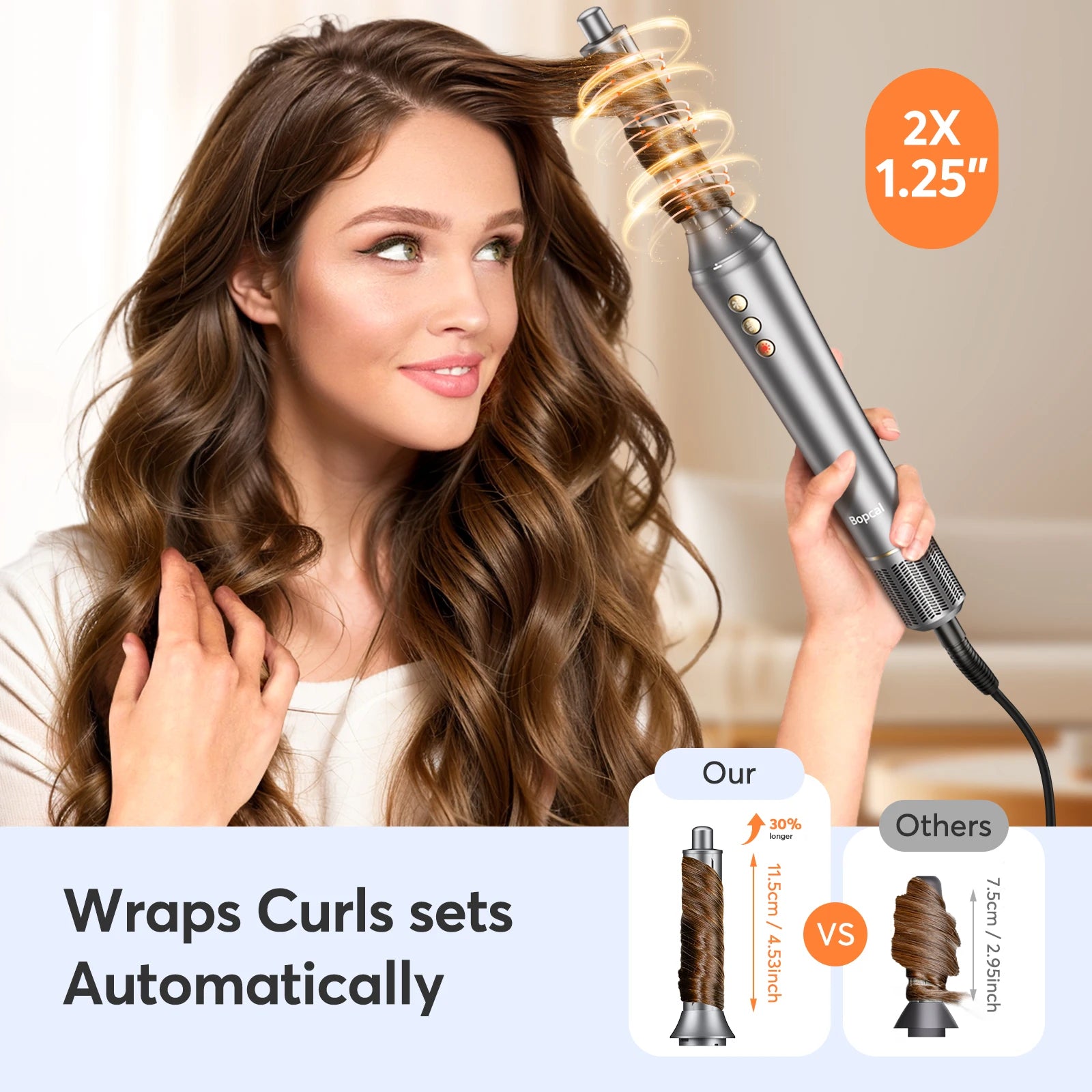 5-in-1 Hair Dryer Airstyler Ion Multistyler Hot Air Brush, 110,000 rpm with 32 mm Automatic Curling Iron, Straightener