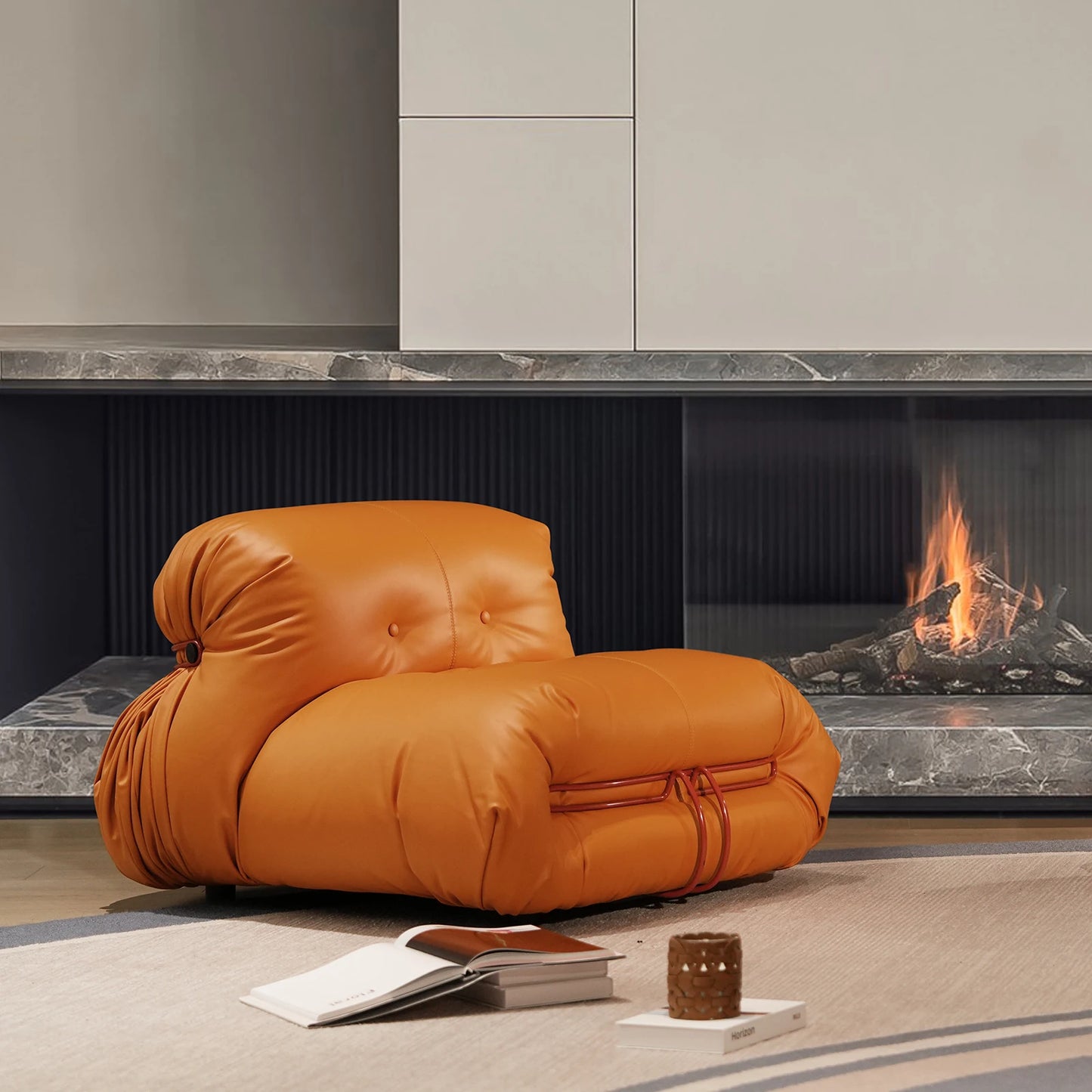 Modern Lazy Floor Couch - Mid Century Fireside Chair Sofa for Living Room & Cafe | AlluCanFind