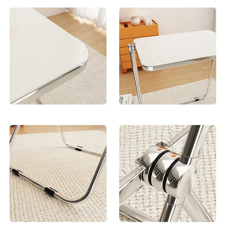 Simple Folding Dining Table Nordic ins Transparent Table Coffee Table Side Acrylic Portable Office Study Home Use