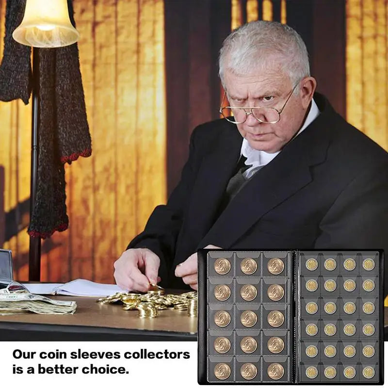 Portable Coin Collection Set 300 Panels Pvc Transparent Loose-leaf Philatelic Book Album with Zipper Protection Coin Collections