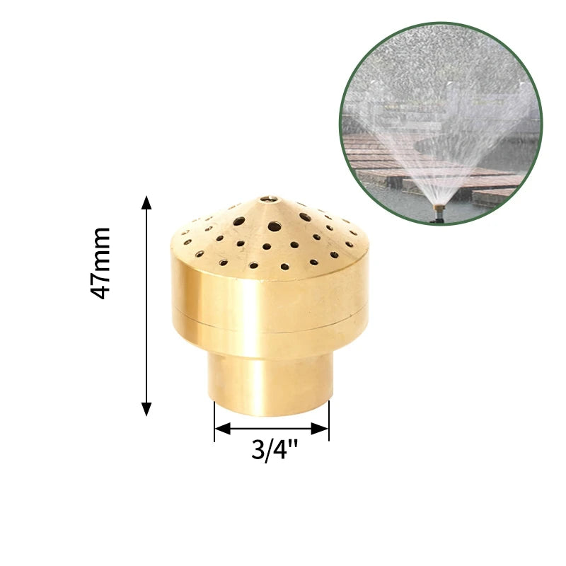 1/2" 3/4" 1" Brass Swimming Pool Decorative Fountain Nozzles Head for Outdoor Music Water Fountain Waterfall Garden Decoration
