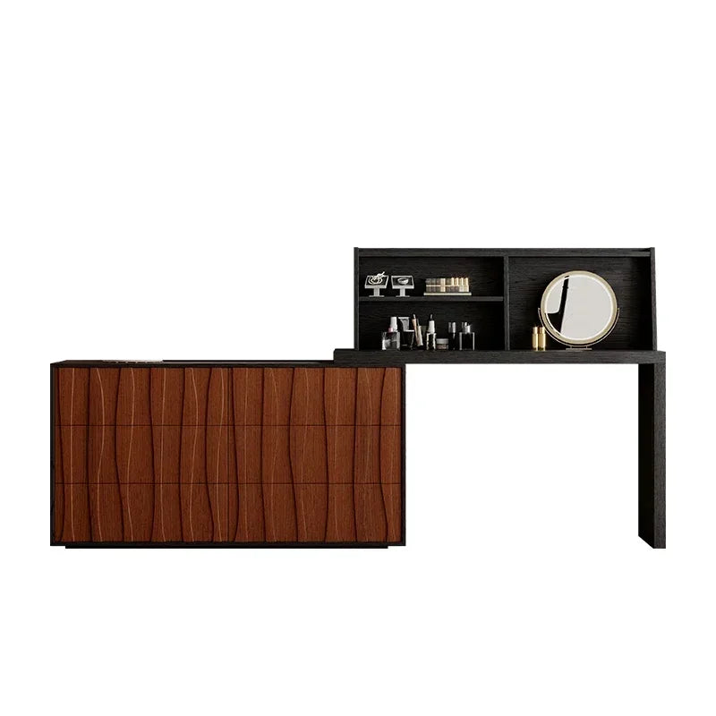 Versatile Folding Large Drawers Vanity Tables Storage Black Storage Unique Cabinet Dressers Makeup Luxury House Furniture Home