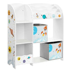 SONGMICS Toy and Book Storage Rack, Multifunctional Storage Furniture with 2 Drawers Fabric for Playroom
