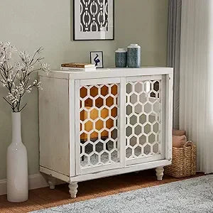 32" W Sideboard Buffet Cabinet with Storage, Accent Cabinet with 2 Push-to-Open Magnetic Doors, Vintage MDF Buffet Table for Li