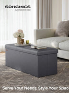 SONGMICS Storage Ottoman, Foldable Small Ottoman Foot Rest, Cube Ottoman with Storage, for Living Room, Bedroom, Entryway