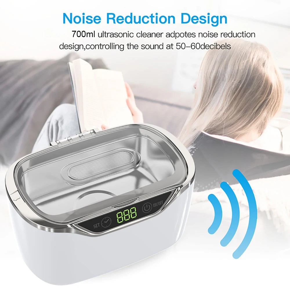 700ml Ultrasonic Cleaner Bath Timer Jewelry Glasses Manicure Stones Cutters Dental Razor Parts Ultrasound Sonic 220V EU Plug