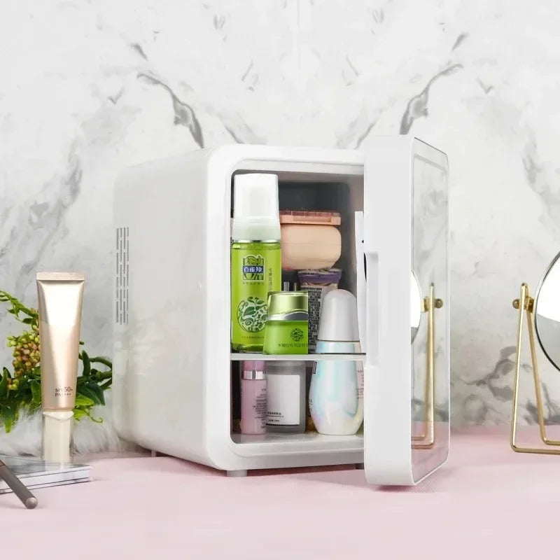 4L Mini Refrigerator Car Cosmetics Skincare LED Mirror Household Refrigerator Small Freezer Refrigeration Noise Reduction Portal