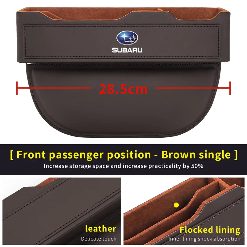 For Subaru Brz Ascent Forester Impreza Legacy Outback WRX XV Car Sewn Seat Gap Crevice Slot Leather Storage Box Auto Accessories