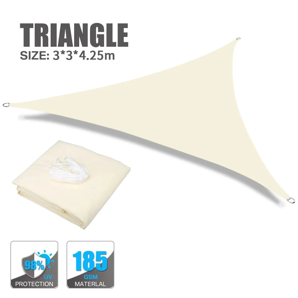 Beige Sun Shade Sail Rectangle Square Triangle Canopy Awning Cloth UV Block Heavy Duty Commercial Graden Outdoor Patio Tarp