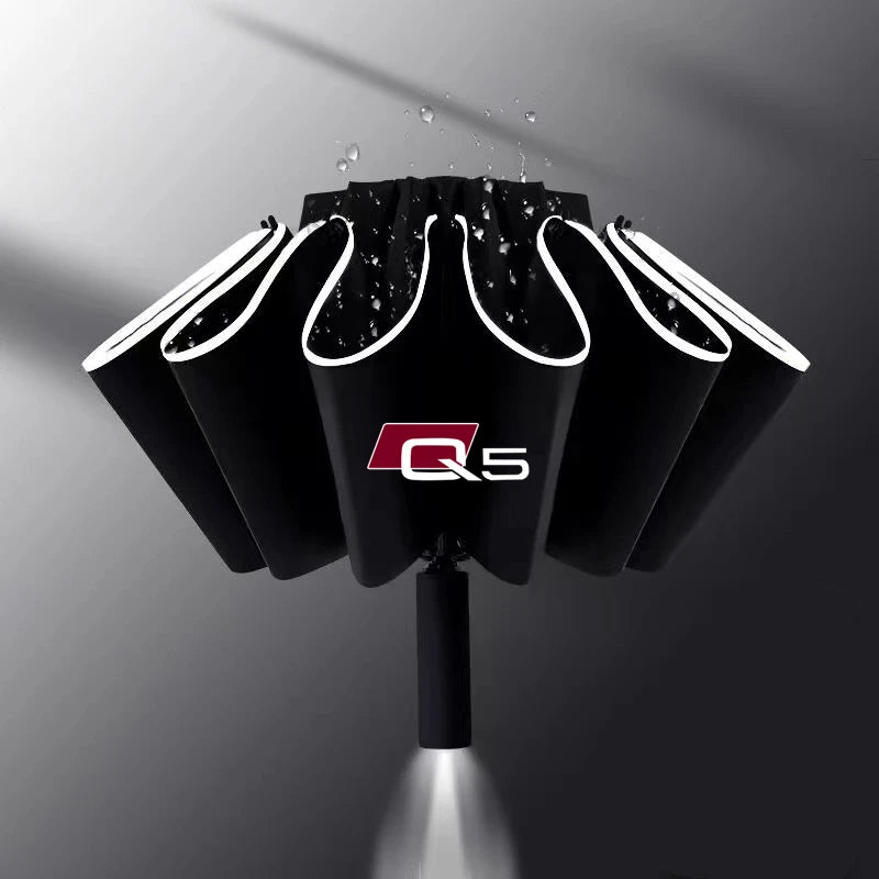 Car Umbrella With LED Flashlight Reflective Stripe Reverse Umbrella for audi sport RS A1 A3 A4 B7 B8 A5 A6 A7 A8 Q3 Q5 Q7 Q8 TT