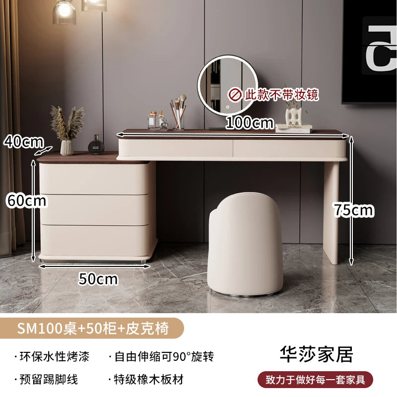 Makeup Mirror Wooden Dresser Set Bedroom Brown Natural Modern Vanity Dressers Nordic Storage Drawer Coiffeuse House Accessories