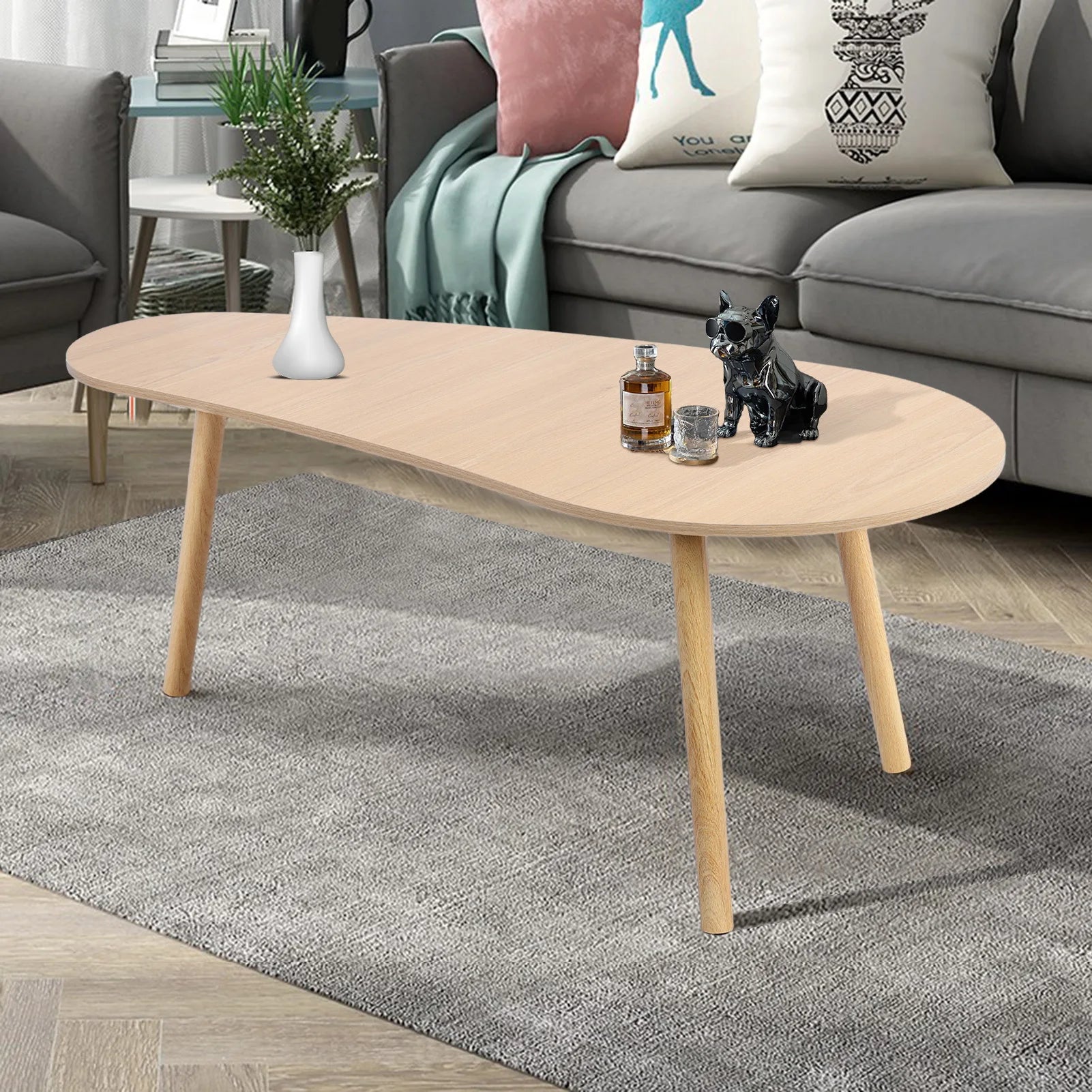 Tea table, small apartment, Nordic living room, modern minimalist cream style bedroom, simple rental house, small table