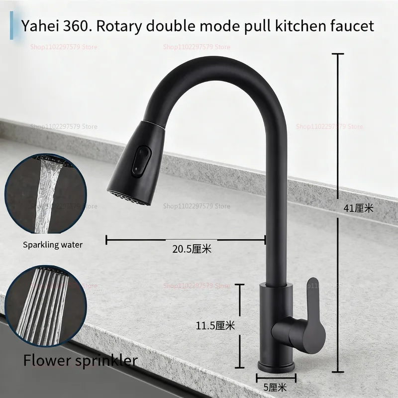 Modern Stainless Steel 360° Rotating Telescopic Kitchen and Bathroom Faucet Durable Staineless Steel Sink Basin Tap for Home