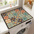 Washing Machine Dust Cover Retro Style Wash Machine Cover Oven Microwave Refrigerator Top Protector Mat Absorbent Pad LAVIE LIFE