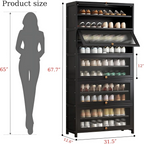 Tall Shoe Cabinet, 10 Tiers 40-45 Pairs Heavy Duty Bamboo Freestanding Shoe Storage Cabinet