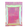 Eco-Friendly Clear Mylar Bag,Holographic Pink Plastic Storage Bag,Reusable Smell Proof Zipper Pouches,Cosmetic Organizer Pouches