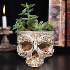 Resin Human Skull Model Flower Pot Multifunctional Gothic Skeleton Planter Container Home Decor Halloween Skeleton Flowerpot