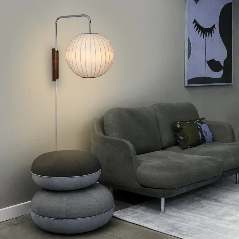 Modern Nelson Ball Wall Sconce Modern Japanese Wall Lamp for Living Room Bedroom Home Bedside Office Hotel Silk Cloth Lamps