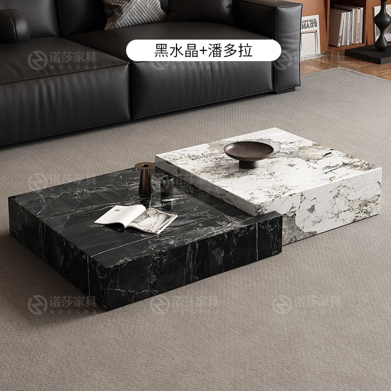 Rock Slab Light Luxury Coffee Table Decoration Aesthetic Unique Italian Side Table Modern Living Room Mesas Bajas Home Furniture