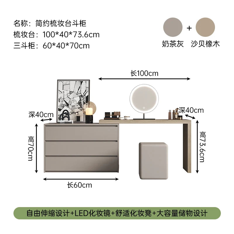 Modern Drawers Vanity Table Makeup Chair Desk Bedroom Big Dressing Table White Small Cabinet Mesa De Maquillaje Home Furniture