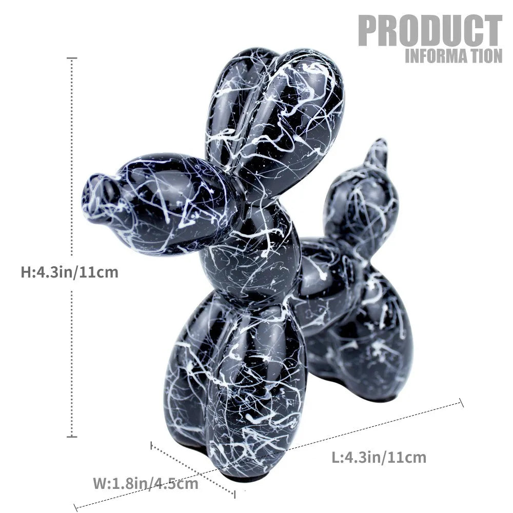 2025 Balloon Dog Home Decor Animals Figurine Ceramic Cute Statue Art Sculpture Craftwork Black With Line Boy Room Decoration
