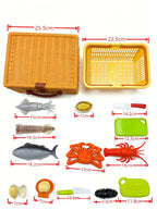 Kid Pretend Play Kitchen Fun Cutting Simulate Seafood Play House Set Puzzle Education Toys for Kids Boys Girls Christmas Gifts