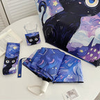 Cartoon Cat Purple Folding Umbrella Professional Sun Protection And UV Protection Umbrella Dual use of Rain and Sunny Automatic