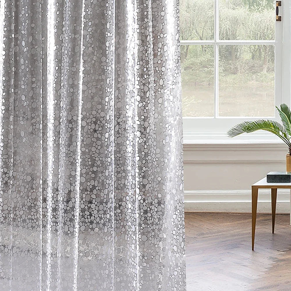 3D Transparent Shower Curtains PVC Bathroom Curtains with Hooks Waterproof Clear Bath Curtains for Bathroom Shower Curtain