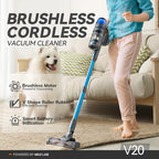 Cordless Vacuum Cleaner with Brushless Motor Efficient  Cleaning with Upgrade Anti -Tangle Roller Brush for Home and Pet Hair