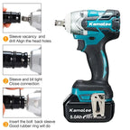 Kamolee 520N.m Brushless Electric Impact Wrench 1/2 and 1/4 Inch Household Wireless Charging Small 18V Battery Wrench Tool