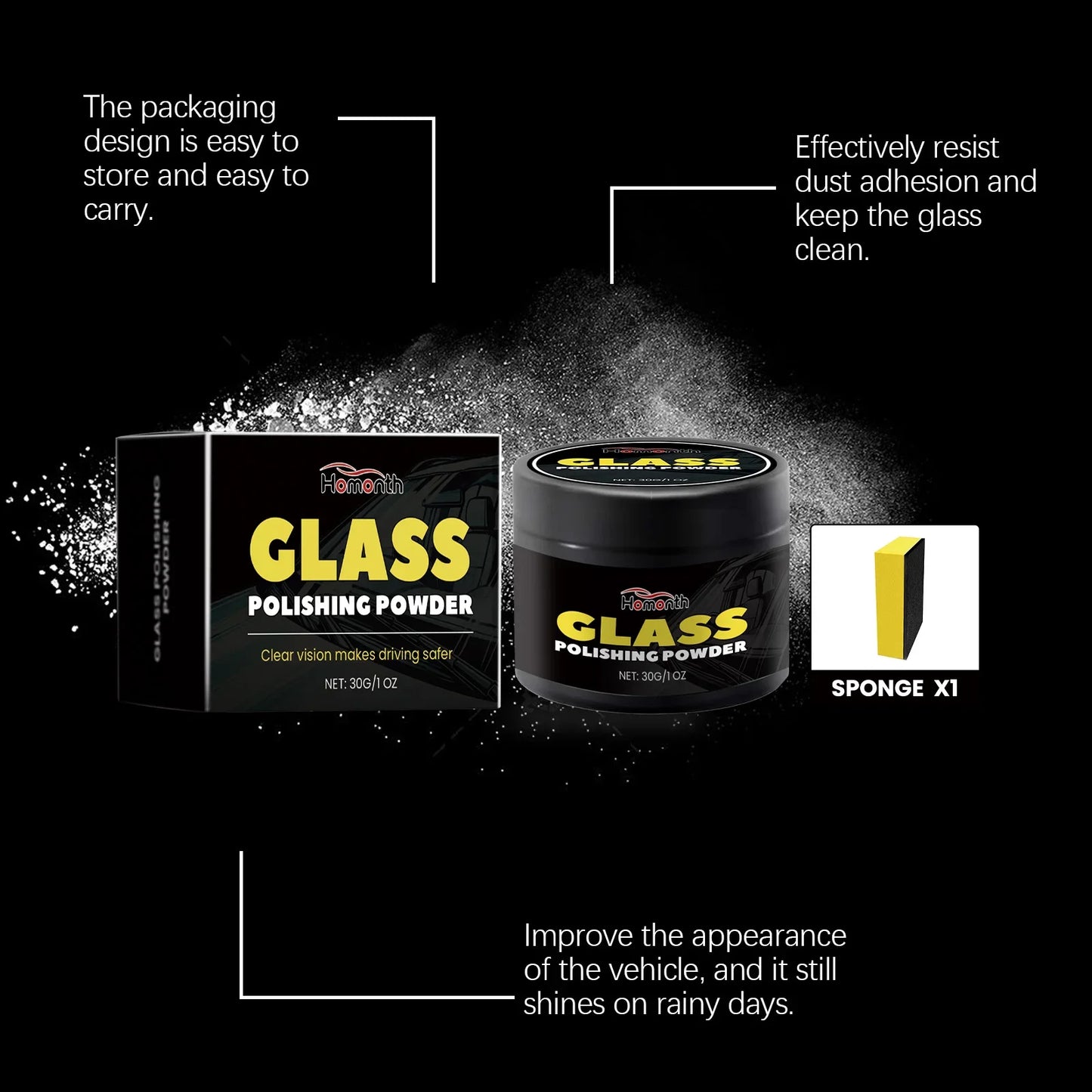 Glass Polish Power Auto Windshield Glass Window Scratches Repair Tools Cerium Oxide Power Car Detailing Maintenance