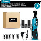 JAUHI 12V Cordless Electric Wrench 3/8'' Right Angle Ratchet Wrench Angle Drill Screwdriver Removal Screw Nut Car Repair Tool