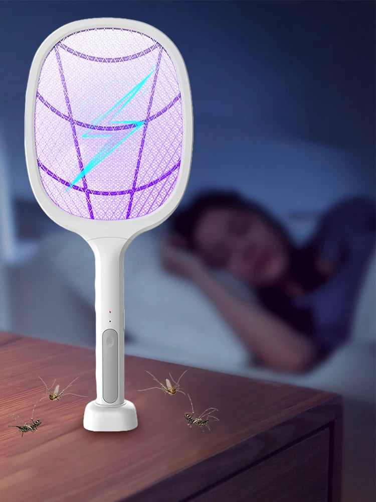 USB Electric Shock Mosquito Lamp Portable Handheld USB Charging Fly Swatter Electric Shock Triple-layer Mesh Lamp Home Tools