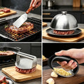 4Pcs Kitchen Accessories, Burger Press, Cake Spatula, Lid & Garlic Press, Non-stick Kitchen Tools, Practical Home Kitchen Items