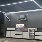 Luxury Customized  Outdoor BBQ Kitchen with Refrigerator Sink Storage Cabinet and Retractable Door House