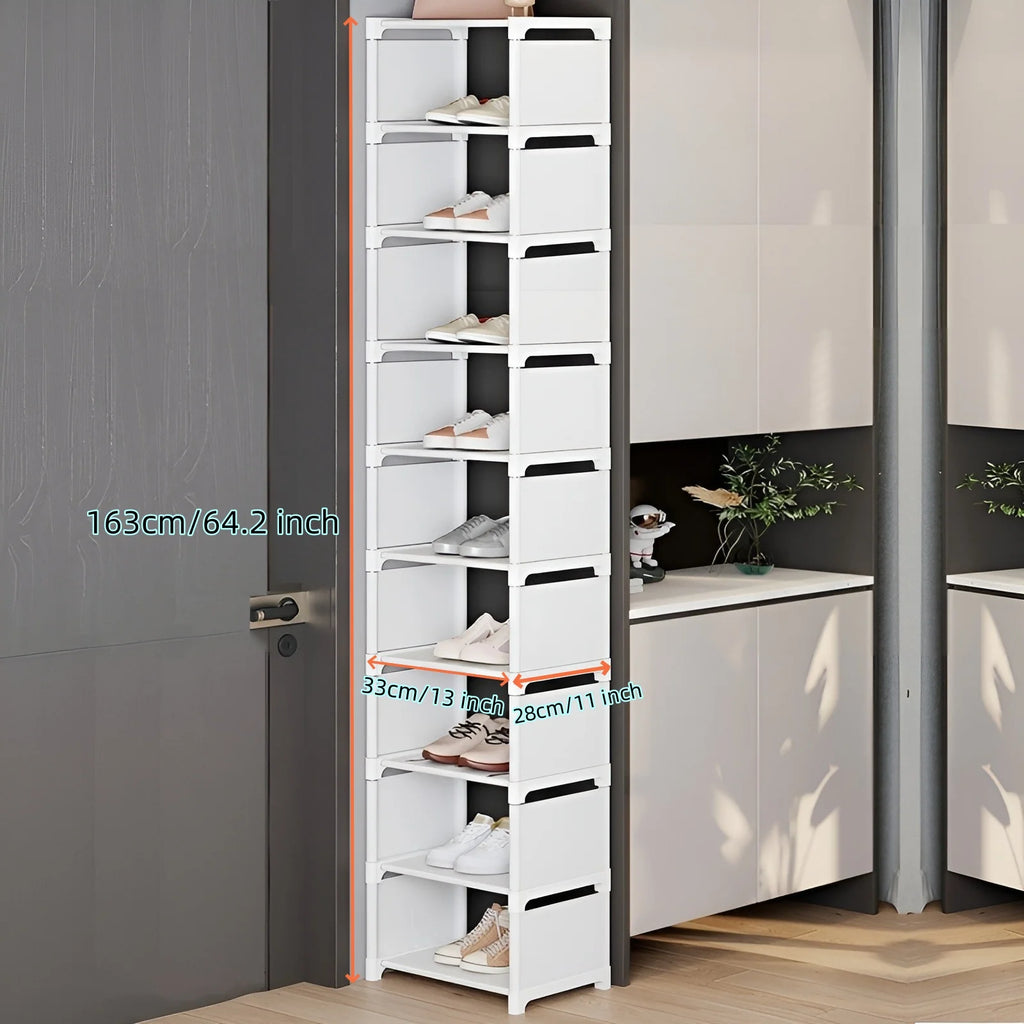 Simple Shoe Rack with High Capacity & Easy Assembly 6-10 Tiers Shoe Storage Organizer for Entryway, Hallway, Living Room & Dorm