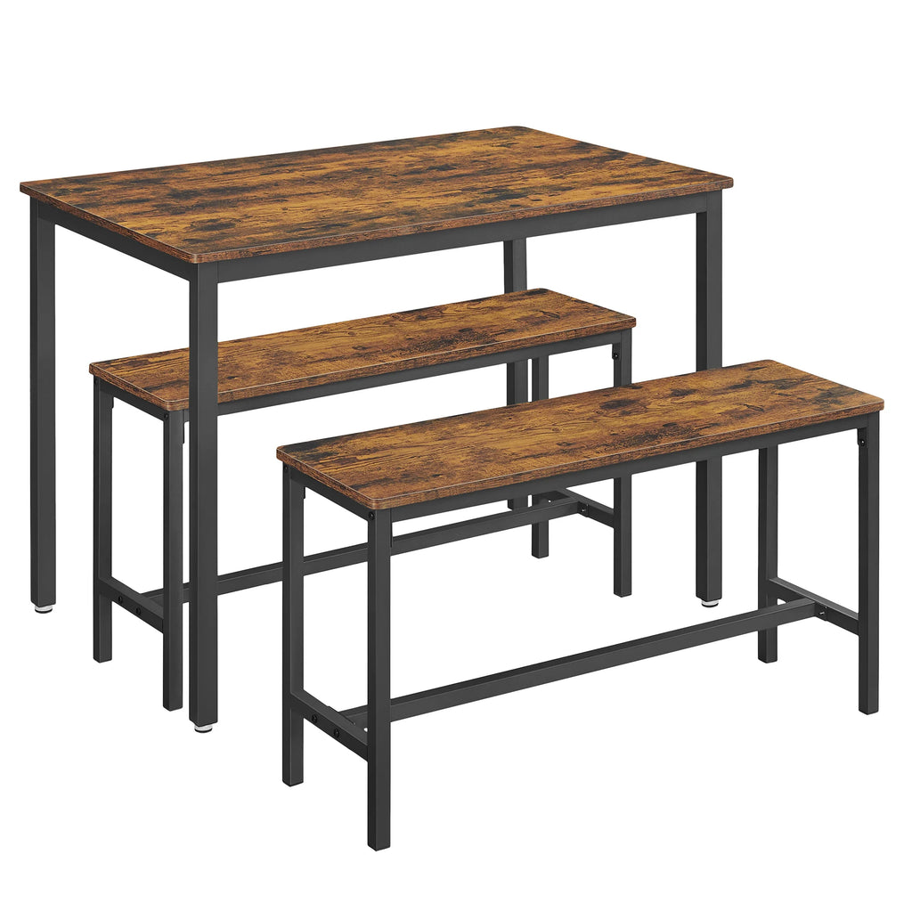 VASAGLE Dining Group, (set, 3 PCs), Kitchen Table 70x110x75 cm, 2 benches each 30x97x50 cm