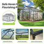 Polar Aurora 10x12FT Polycarbonate Greenhouse Aluminum Frame w/ Vent Windows - Walk-in Easy Assembly for Backyard Garden