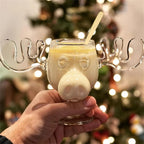 1-3Set 240ML Christmas Elk Glass Cup Cute Reindeer Clear Glass Mug Hot Cold Drink Cup Creative Moose Holiday Drinkware Decor