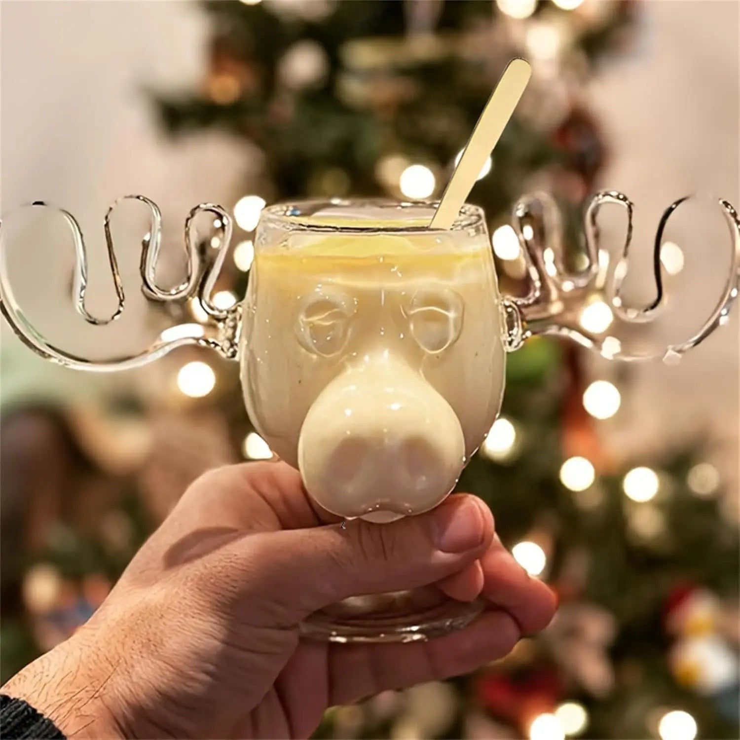 1-3Set 240ML Christmas Elk Glass Cup Cute Reindeer Clear Glass Mug Hot Cold Drink Cup Creative Moose Holiday Drinkware Decor