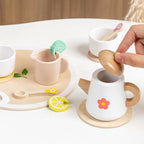 Kids Pretend Play Toys Popular Kids Kitchen Toys Realistic Wooden Tea Set Party Toy Set Children's Simulation Tea Set Gifts