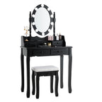 4 Drawers Vanity Table Dressing Table W/10 Dimmable Bulbs &Touch Switch Black