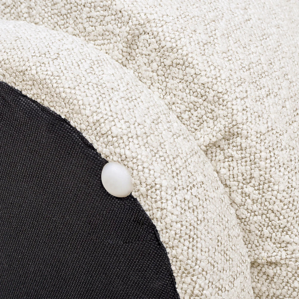 15" Mushroom Footstool Ottoman, Ivory White Boucle Stool