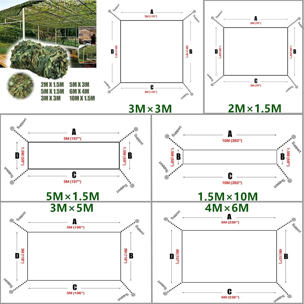 Bulk Roll Sunshade Camouflage Mesh Nets Shade Sails for Hunting Camping Shooting Military Theme Party Decorations