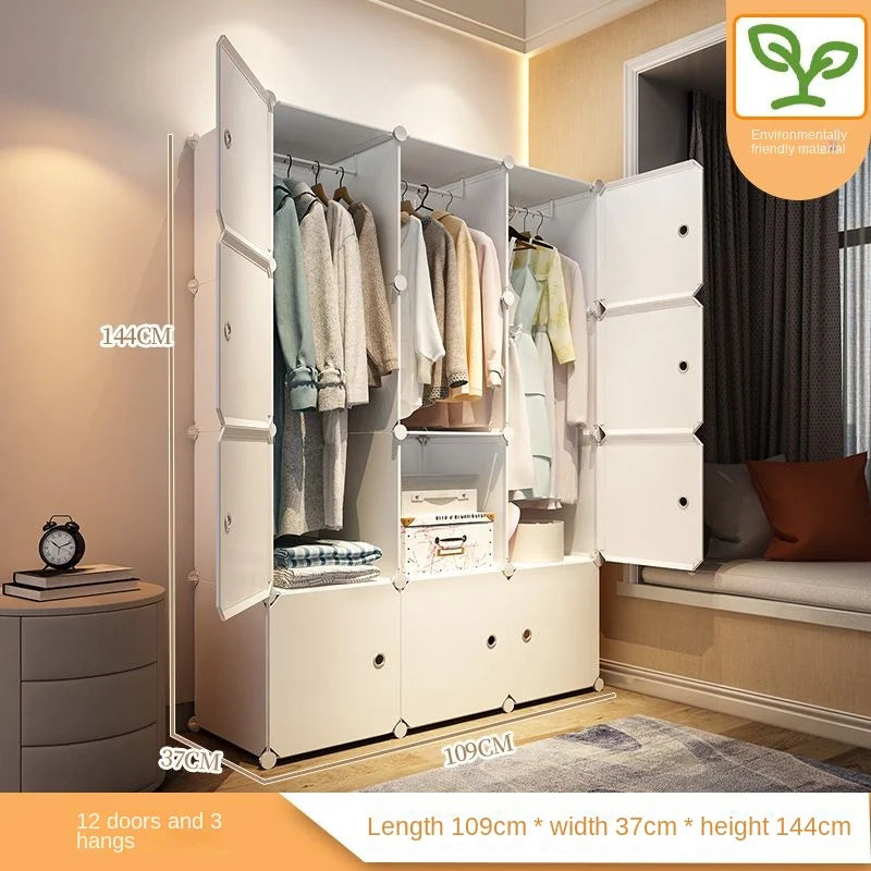 Home Bedroom Furniture Simple Wardrobe Clothes Cabinets Dressers Cube Storage Locker Baby Closet Plastic Collapsible Dustproof