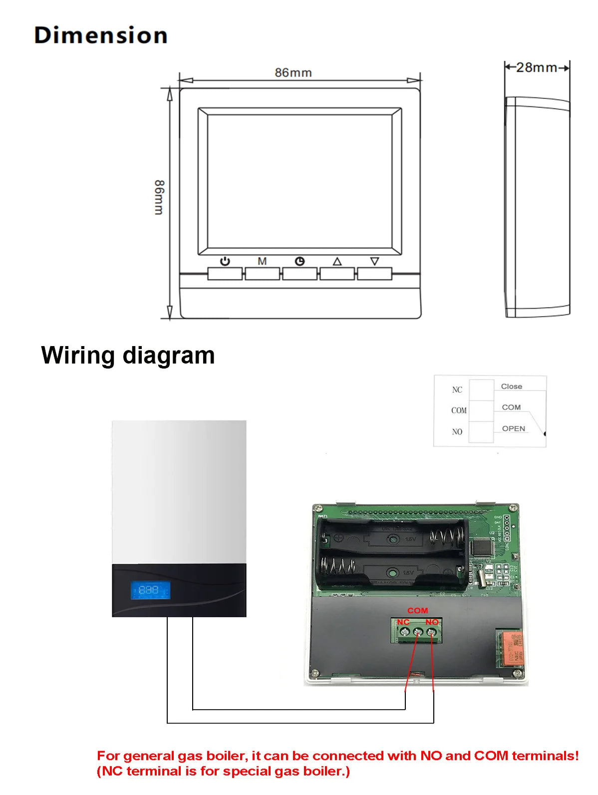 Digital Thermostat For Gas Boiler Room  Battery Programmable Heating Temperature Controller Boiler Thermostat Hand Wall Mount