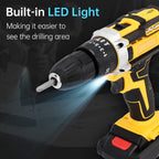21V Impact Driver Kit 3in1 Cordless Drill Screwdriver Power Tools 1280RPM Stepless Speed Control Drilling with 2 Batteries